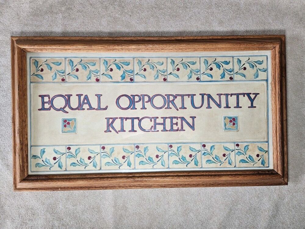Vintage Figi Giftware San Diego Oiled Oak Framed Print "Equal Opportunity Kitche